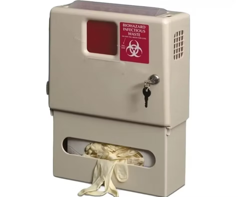 Sharp Container Locking Cabinet with Gloves Holder