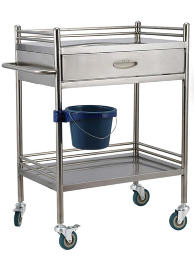 STAINLESS STEEL MEDICAL TROLLEY SINGLE DRAWER